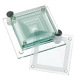 Global Decor Square Pattern Glass Coasters and Stand, Set of 6
