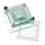 Global Decor Square Pattern Glass Coasters and Stand, Set of 6