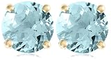 14k White Gold 5mm Aquamarine Round Stud Earrings