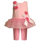 Bonnie Jean Baby/NEWBORN 3M-9M 2-Piece PINK SEQUIN MESH ROSETTE TULLE Top/Dress and Legging Outfit/Set