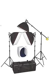 3000 Watts Quartz Light Kit with Boom Kit and 3 Softboxes and a Round Tent