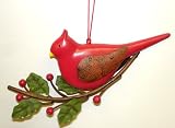 Holly Berry Red Cardinal Bird Christmas Ornament