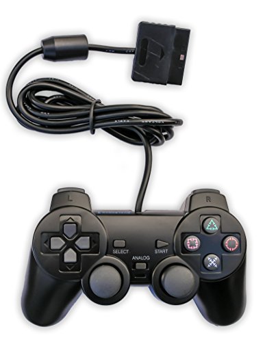 Old Skool PS2 Analog Controller Dual Shock for Sony PlayStation 2, Black