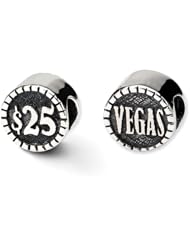 Sterling Silver 2-sided Vegas Charm Bead Fits Pandora Chamilia Biagi Bracelet