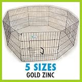 Pet Supplies : 24H" x 24" 8 Panel GoGo Gold Zinc Exercise Pen w/ Door
