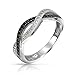 Bling Jewelry Sterling Silver White and Simulated Onyx CZ Pave Twist Infinity Band Ring