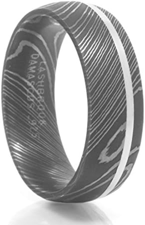 Damascus Steel Ring With Silver Inlay from Lashbrook Designs - 13