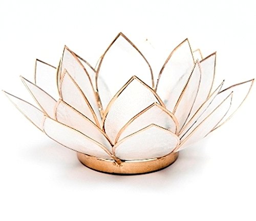 Lotus Tea Candle Light Holder Capiz Shell - Natural Something Different