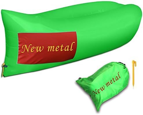 New metal® Second Generation Outdoor Inflatable Lounger Inflatable Sofa Suitable For Camping, Beach Couch Sofa Dream Chair Garden Cushion Pool Party Sleeping Air Bed-- Light Green