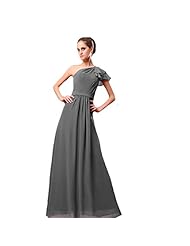 A-line Pleated Lace-Up One Shoulder Floor Length Chiffon/Polyester Evening Dress/Prom Dress 