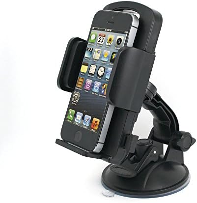 360 Degree Rotations Premium Quality One Touch Universal Car Windshield Mount Holder Cradles for iPhone 6,5S,5C,5,4S,4, Samsung Galaxy S5,S4,S3,Note 2,Note3,HTC ,Sony, other Smart Phones, PDAs or Media Devices which fit in 2.3inch to 4.9inch width (Black)
