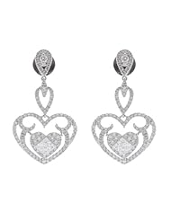14k White Gold 1.71 Carat Diamond Heart Earrings