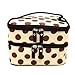 Icon Double Layer Dots Pattern Travel Toiletry Cosmetic Bag Makeup Organizer Travel Case With Mirror