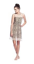 Above the Knee Sleeveless Gathered Mesh Leather Sheath General Print Midi Dress 