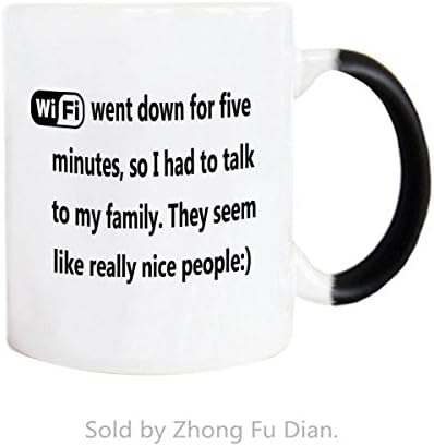 Fun Mug WIFI Went Down Magic Ceramic Coffee Mugs 11.5oz By Zhong Fu Dian,Black Mug Good Gift For Men,Women And Kids