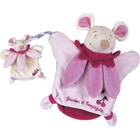 Doudou et Compagnie PUP1634 Collector 24cm Cherry Mouse and Baby Puppet