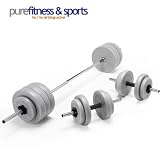 Pure Fitness & Sports 50kg Weight Set with Straight Barbell & Dumbells Vinyl