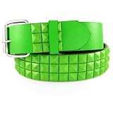 GENUINE LEATHER GREEN SNAP ON STUDDED BELT WITH A DETACHABLE BUCKLE FITS ANY BUCKLE