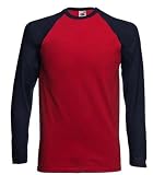 Long sleeve baseball t-shirt Brick Red and Deep Navy Large (41 - 43 inch chest)