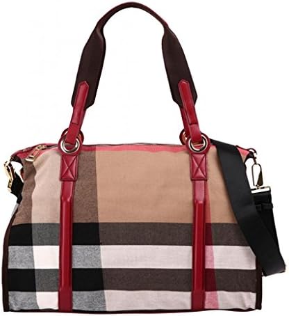 GFE Women's Large Canvas Holdall Vintage Travel Top Handles Shoulder Bag Red