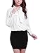 Allegra K Women Tie-bow Neck Puff Sleeve Top Sheer Chiffon Office Shirt