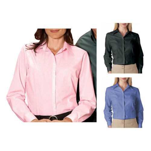 Van Heusen - Ladies' Silky Poplin Long-Sleeve Blouse (V0114)