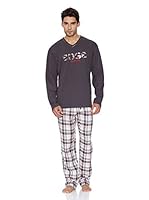 Basket Pijama Cuello Pico Bordada (Antracita)