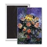 Roses and Gypsophila, 1996 (oil on canvas) .. - 3x2 inch Fridge Magnet - large magnetic button - Magnet