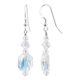 Sterling Silver 11 x 9mm Clear AB Crystal Earrings Made with Swarovski Elements