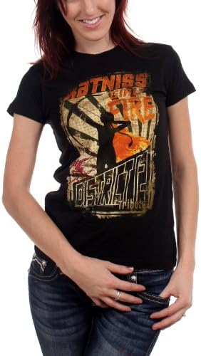 The Hunger Games - Girl On Fire Poster Juniors T-Shirt In Black
