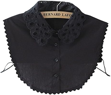 Yoyook Women Embroidery Hollow Lace Fake Collar Half Shirt False Blouse DIY Tops (Black)