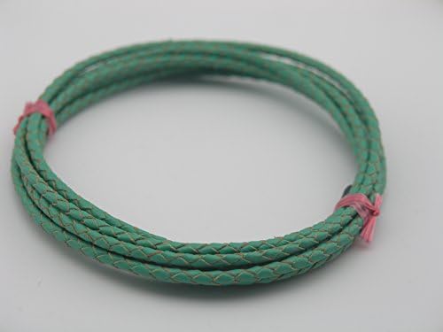 2 Yards 3.0mm Cyan Color Soft Braided Bolo Real Leather Cord