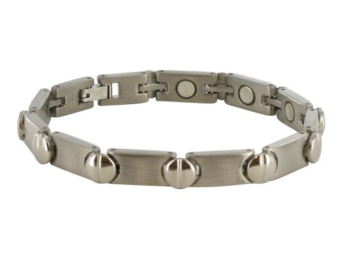 7 MM Silver Tone Titanium Magnetic Link Bracelet 7.5