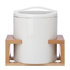 Dansk Framework Covered porcelain ice bucket with wood stand by Dansk