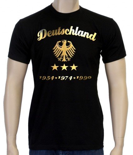 WM 2014 Fußball Deutschland Adler Gold 3 Sterne T-Shirt schwarz-gold, Gr.5XL