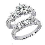 2.25 Ct Diamond Engagement Ring Solitaire Bridal Set Round Cut SI3 H