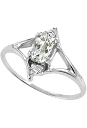 Tommaso Design Oval 6x4 mm Genuine White Topaz Ring