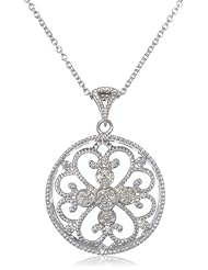 Sterling Silver Diamond Accent Round Pendant Necklace (.07 cttw, I-J Color, I2-I3 Clarity), 18"