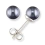 6.5 to 7mm Genuine AA Quality Japanese Akoya Black Pearl Earrings in 14k White Gold