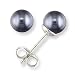 6.5 to 7mm Genuine AA Quality Japanese Akoya Black Pearl Earrings in 14k