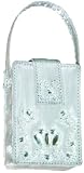 Nicole Miller Satin Universal Cell Phone Carry Case with Hand Strap, Silver with Clear Gems