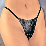 Studded Unique Leather G-String Elastic Back One Size