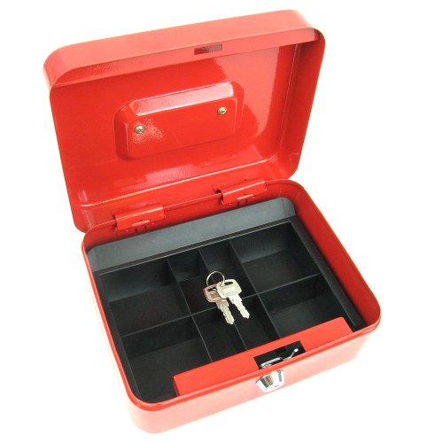 Stalwart 75-6580 hawk 8-inch key lock red cash box with…