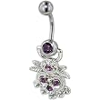 Amethyst Purple Decorative Heart Birthstones Gem Belly Button Ring Navel Piercing Bar Body Jewelry