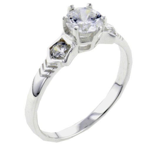 Sterling Silver Round Cut Cz With Military Insignias Promise Wedding Engagement Ring