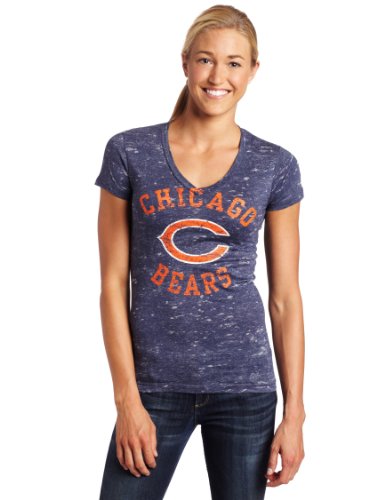 NFL Women's Chicago Bears Pride Playing II Short Sleeve Deep V-Neck Haze Tee (Navy Haze, Large)