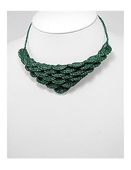 Forest Green Cotton Waxed Thread Natural Stone Necklace