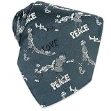 Moschino Peace & Love Dark Blue Woven Silk Tie