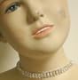 Sterling Silver Plated with Rhinestone Crystals Fashion Choker Necklace Earrings for Petite Women and Teens