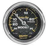 Auto Meter 4703 Carbon Fiber Boost / Vacuum Mechanical Gauge